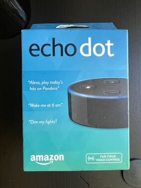 Amazon Echo Dot Smart Speaker - Black with Blue Accent Packaging